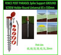 Fence Post Parasol Spike Support Ground Screw Holder Round Universal 65 X 550mm