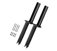 Fence Post Repair Bracket Metal Ground Driven, 2 Pack | Frame with Adjustable Hole Channel for Outdoor Wood Reinforcement