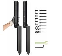 Fence Post Repair Kit 2 Pack, Heavy Duty Fence Post Anchor for Wooden Post, Repair Tilted, Fix Broken Wood Support, Black Steel Ground Spike Fencing Stakes
