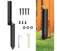Fence Post Repair Kit Anchor with Spikes and Brackets, Heavy Duty Fence Post Anchor for Wooden Post, Repair Tilted, Fix Broken Wood Support, Steel Ground Spike Fencing Stakes (1)