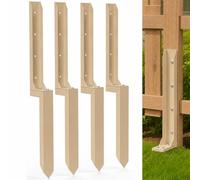 Fence Post Repair Kit, Heavy-Duty Steel Support Stakes, 2.0mm Thickened Cold-Rolled Steel for Stabilizing Leaning Wood Fence Posts, No Digging Required - Brown, 4 Pack