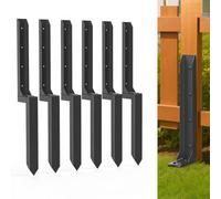 Fence Post Repair Kit, Heavy-Duty Steel Support Stakes, 2.0mm Thickened Cold-Rolled Steel for Stabilizing Leaning Wood Fence Posts, No Digging Required - Black, 6 Pack