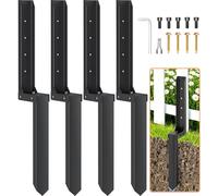 Fence Post Repair Kit, Heavy Duty Thickened Steel Fence Post Anchor Ground Stakes, Quick Fix Broken/Leaning Wood Posts, No Dig Drive-in Support for Yard, Garden & Fence(4-Pack)