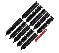 Fence Post Repair Kit with Steel Stakes, Heavy-Duty Metal Ground Spikes and Tool for Fixing Broken Wooden Garden Fence Posts, Black, 5 Pack(10pc)