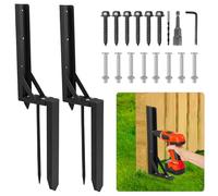 Fence Post Repair Spike - 2 Pack Heavy Duty Fence Post Support Ground Spike for Tilted or Broken Wooden Fence Posts, Durable Garden Fencing Solution