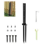 Fence Post Repair Stakes Kit, Heavy Duty Metal Fence Post Nails, Fence Post Spikes Set with Nails & Wrench, Fixed Anchor Ground Nails for Repairing or Reinforcing Wooden Fence Posts (1 Set)