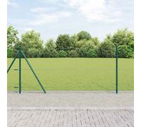 Fence Post Set 100 x 0.8 m Green Steel Rectangular Garden Security Posts 12pcs.