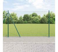 Fence Post Set 25 x 1.5 m Green Steel 11 Posts Rectangular Garden Security Pack