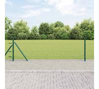 Fence Post Set Forest Green Steel 25 x 0.5 m Weatherproof Garden 11pcs/AsmReq