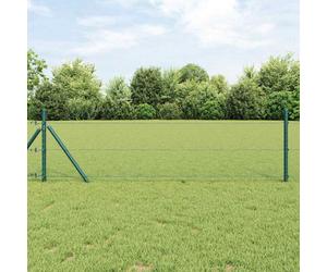 Fence Post Set Forest Green Steel 25 x 0.5m 11 Posts 1 Panel Weatherproof Modern