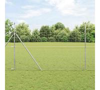 Fence Post Set Galvanized Steel 25 x 1.6 m 26 Posts 2500 x 160 cm Rectangular EU