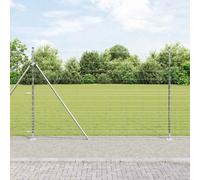 Fence Post Set Galvanized Steel 25 x 160 cm Rectangular Outdoor 11pcs Heavy-Duty