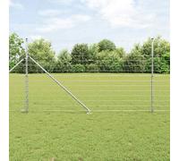 Fence Post Galvanized Steel Outdoor Garden Barrier Terrace Divider Set vidaXL