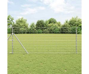 Fence Post Set Galvanized Steel 2500x100cm Rectangular Garden Posts 26pc Premium