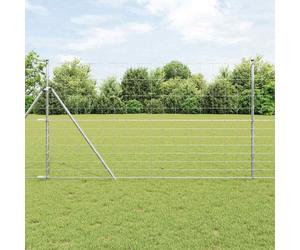 Fence Post Set Galvanized Steel 2500x140cm Rectangular Garden Posts 26pc Durable