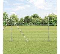 Fence Post Set Galvanized Steel 2500x160cm Rectangular Garden Posts 26pcs Sturdy