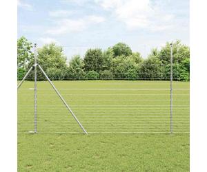 Fence Post Set Galvanized Steel 25x1.6m Rectangular Posts Outdoor 26pc HeavyDuty