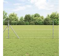 Fence Post Set Galvanized Steel 5000 x 80 cm 26 Posts Rectangular Garden Edge XL