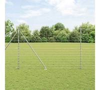 Fence Post Set Galvanized Steel 5000x160 cm Rectangular Posts 52 Spike Pack Safe
