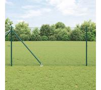 Fence Post Set Green 1000x3.2x100cm Powder-Coated Steel Outdoor Mesh Panel Yards