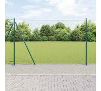 Fence Post Set Green 25 x 1.5 m Steel Rectangle Garden Support Posts 11pc Strong