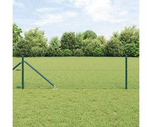 Fence Post Set Green Steel 100 x 0.6 m Weatherproof Rectangular Posts 11pc Heavy