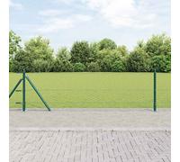 Fence Post Set Green Steel 100x0.6m Rectangle Weatherproof 11 Posts Support Kit