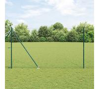 Fence Post Set Green Steel 25 x 1.5 m Rectangular Posts 11-Pack Outdoor Garden+