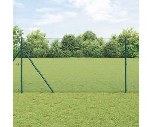 Fence Post Set Green Steel Powder-Coated 2500x3.2x100 cm Outdoor Durable UV-safe