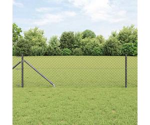 Fence Post Set Grey 10x0.4m Steel PVC Powder Coated Garden Spike Posts 7pcs DIY