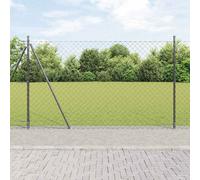 Fence Post Set Grey 25x1.4m Steel PVC 60x60mm Mesh Weatherproof Garden HeavyDuty