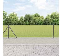 Fence Post Set Grey Steel 10 x 0.6 m Rectangular Weatherproof Garden Support Pro