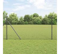 Fence Post Set Grey Steel 25x1.2m Rectangle Posts 11pcs Weatherproof for Garden