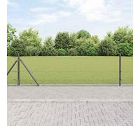 Fence Post Set, Grey Steel and PVC, 100 x 0.5 m (12 x 12 mm Mesh), Weather-Resistant Powder-Coated for Outdoor Garden Security, Durable Construction