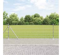 Fence Post Set Heavy Duty Galvanized Steel 5000x80 cm 50x0.8m 22 With Bases Incl