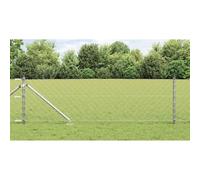 Fence Post Set, Silver, 25 x 0.8 m, 60 x 60 mm Net, Made of Powder-Coated Steel, for Garden and Patio, Weatherproof, UV Protection