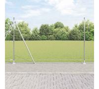 Fence Post Set Silver 25 x 1.5 m Steel Rectangular Modern Garden Posts HeavyDuty