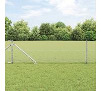 Fence Post Set Silver Galvanised Steel 10 x 0.6 m Rectangle Posts 12pc Durable.