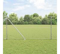 Fence Post Set Silver Galvanised Steel 10 x 1.2 m Rectangle Modern 11pcs Garden