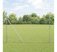 Fence Post Set Silver Galvanised Steel 10 x 1.5 m 11 Post + 1 Fence Durable 11pc