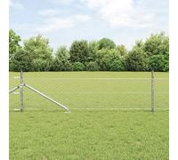 Fence Post Set Silver Galvanised Steel 50 x 0.8 m 11 Posts Garden Security Gate