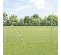 Fence Post Set Silver Powder-Coated Steel 2500x3.2x150cm Mesh 26 Spike Outdoor.