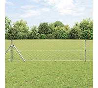 Fence Post Set Silver Steel 10 x 0.6 m Galvanised Rectangular 11pc Weatherproof