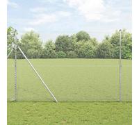 Fence Post Set Silver Steel 25m x 3.2cm Slim Rectangle 140cm 11pc Weatherproof