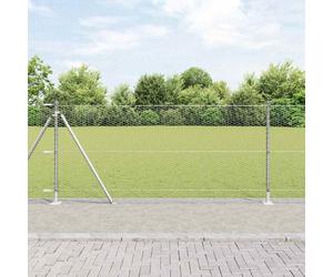 Fence Post Set Silver Steel 50 x 0.8 m Heavy Duty Garden Security 12pc Galv Dlx