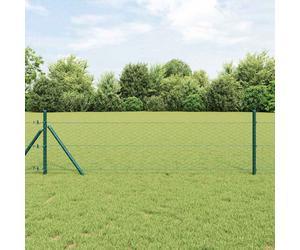 Fence Post Set Steel Forest Green 25 x 0.5 m Rectangle Weatherproof 11pc EasyFit