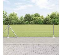 Fence Post Silver 25 x 0.4m Steel PVC Powder-Coated 25x25mm Mesh Support Durable
