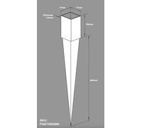 Fence Post Spike - Black Powder Coated Steel | Choose Size: 50x450mm or 75x600mm | No-Dig Post Anchor for Timber | Multi-Pack Options (1-10 Pieces) (3, 75 x 600mm)