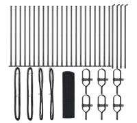 Welded Wire Fence Grey Metal 1x50 m with 13 Spike Posts & Tensioners Heavy Duty