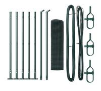 Welded Wire Fence Green 0.4x10m Metal Spike Posts Garden Roll & Ties 7pcs